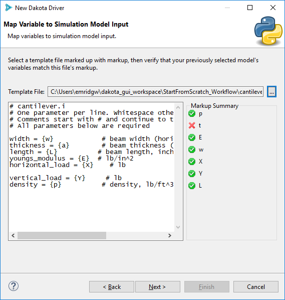 Note that {t} does not appear anywhere in the markup file