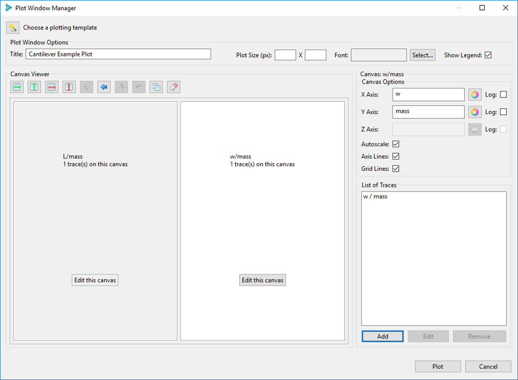 Plot Manager Dialog - the finished plot