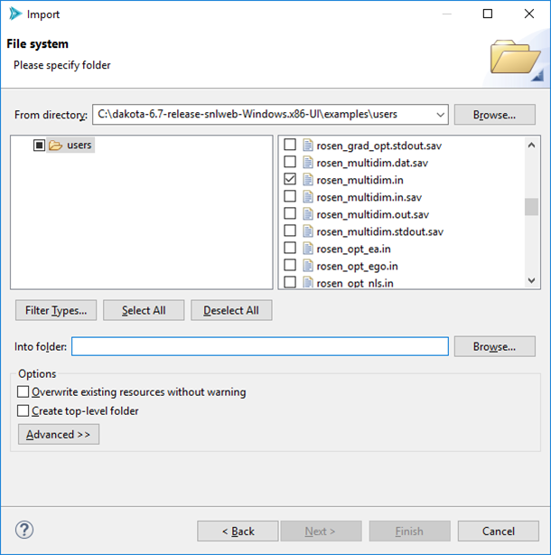 Select the files you want in the dialog
