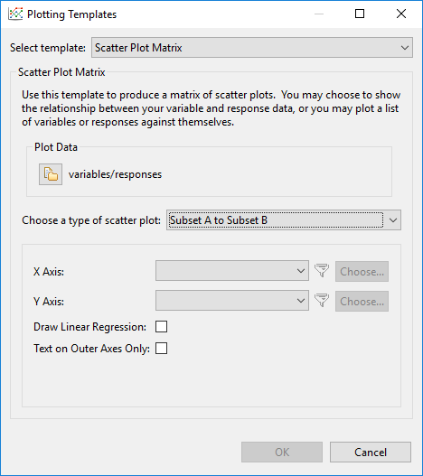 Scatter plot matrix options