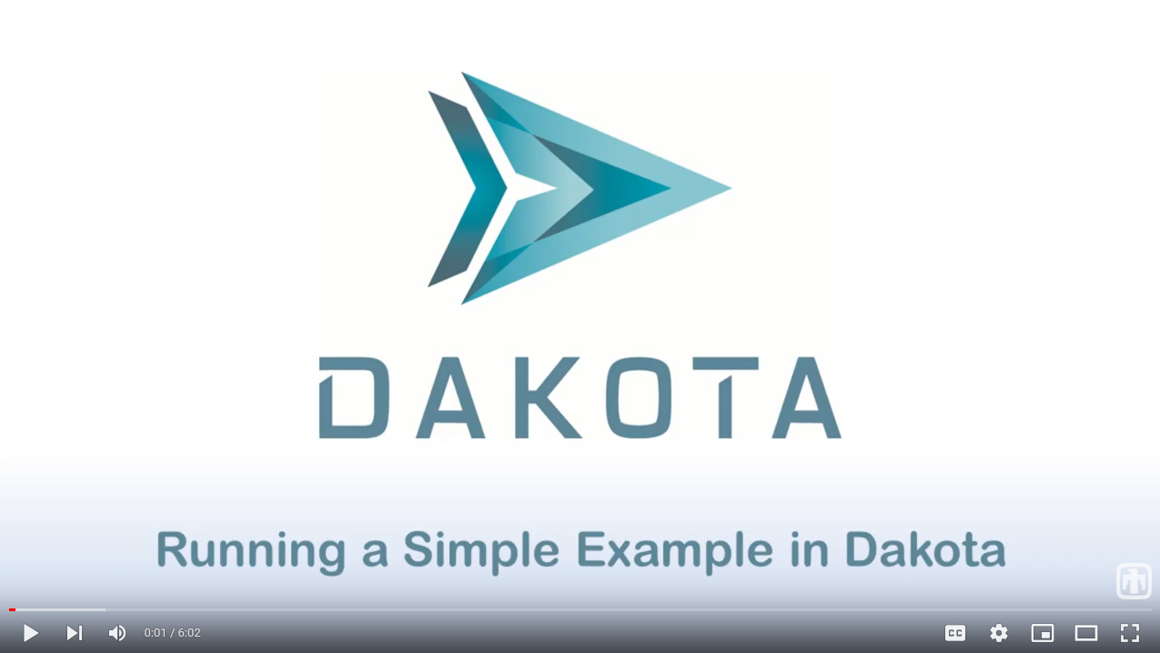 Watch Screencast 1.1: Running a Simple Example in Dakota