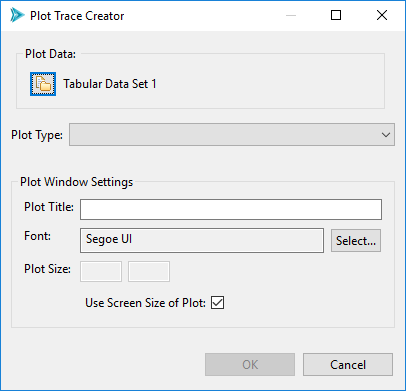 The Plot Trace Creator dialog looks like this with selected plot data.