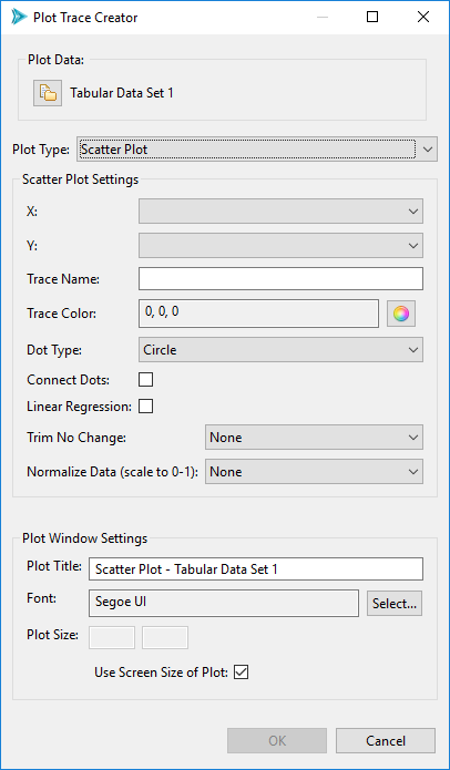 Scatter plot options