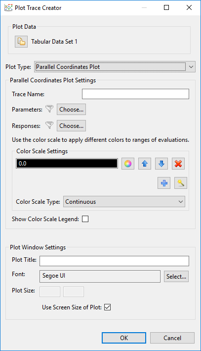 Parallel coordinates options