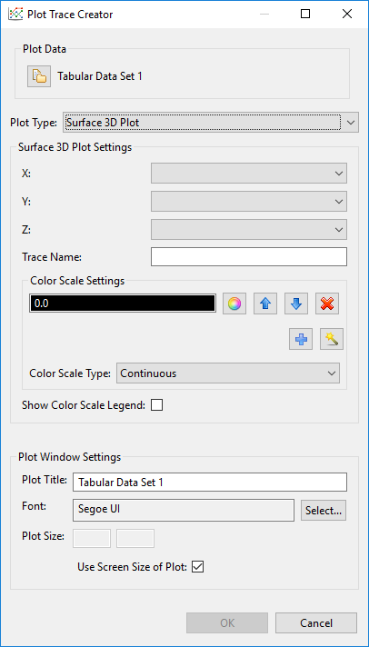 Surface plot 3D options