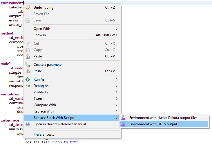 Environment with HDF5 output