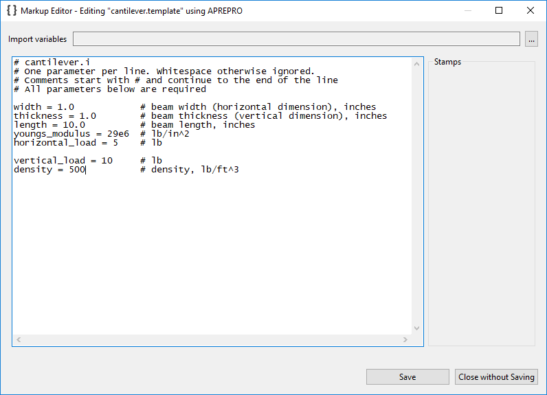 Markup File dialog